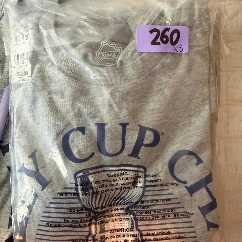 Kids Florida Panthers Stanley‎ Cup Champs T Shirt Gray Size LG 14 16 NHL Hockey